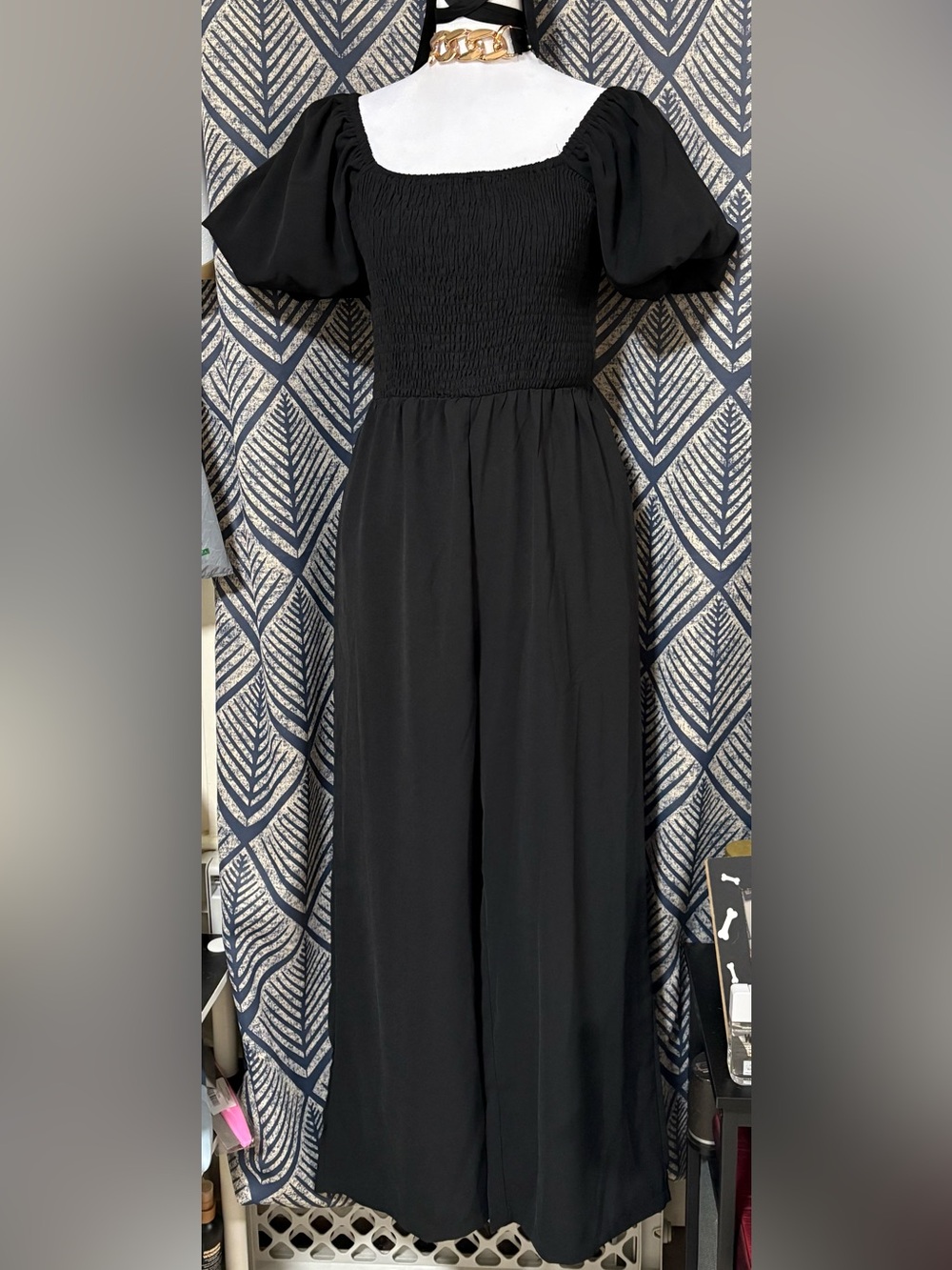 Long Black Jumper Side Pockets and
Wide Legs, Size Small